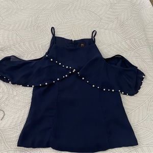 Blue top with pearls size small